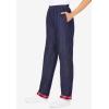 Woman Within Plus Size Elastic-Waist Cotton Straight Leg Denim Pant with Flannel Lining(Indigo)