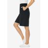 Woman Within Plus Size Elastic-Waist Knit Short(Black)