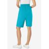 Woman Within Plus Size Elastic-Waist Knit Short(Pretty Turquoise)