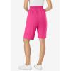 Woman Within Plus Size Elastic-Waist Knit Short(Raspberry Sorbet)