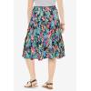 Woman Within Plus Size Elastic-Waist Knit Tiered Skirt(Black Multi Watercolor Tropicana)