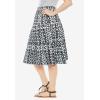 Woman Within Plus Size Elastic-Waist Knit Tiered Skirt(Black Watercolor Tile)