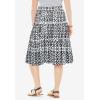 Woman Within Plus Size Elastic-Waist Knit Tiered Skirt(Black Watercolor Tile)