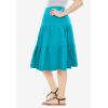 Woman Within Plus Size Elastic-Waist Knit Tiered Skirt(Pretty Turquoise)