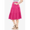 Woman Within Plus Size Elastic-Waist Knit Tiered Skirt(Raspberry Sorbet)