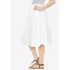 Woman Within Plus Size Elastic-Waist Knit Tiered Skirt(White)