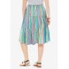 Woman Within Plus Size Elastic-Waist Knit Tiered Skirt(White Multi Watercolor Stripe)