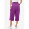 Woman Within Plus Size Elastic-Waist Pull-On Knit Pocket Capri Pants(Purple Magenta)