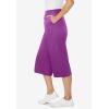 Woman Within Plus Size Elastic-Waist Pull-On Knit Pocket Capri Pants(Purple Magenta)