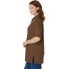 Woman Within Plus Size Elbow-Sleeve Polo Tunic(Chocolate)