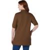 Woman Within Plus Size Elbow-Sleeve Polo Tunic(Chocolate)