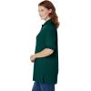 Woman Within Plus Size Elbow-Sleeve Polo Tunic(Emerald Green)
