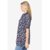 Woman Within Plus Size Elbow-Sleeve Polo Tunic(Navy Graphic Bloom)