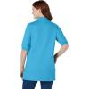 Woman Within Plus Size Elbow-Sleeve Polo Tunic(Paradise Blue)