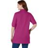 Woman Within Plus Size Elbow-Sleeve Polo Tunic(Raspberry)