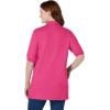 Woman Within Plus Size Elbow-Sleeve Polo Tunic(Raspberry Sorbet)