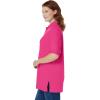 Woman Within Plus Size Elbow-Sleeve Polo Tunic(Raspberry Sorbet)