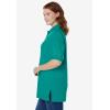 Woman Within Plus Size Elbow-Sleeve Polo Tunic(Waterfall)