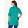 Woman Within Plus Size Elbow-Sleeve Polo Tunic(Waterfall)