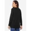 Woman Within Plus Size Embroidered Thermal Henley Tee(Black Vine Embroidery)