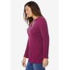 Woman Within Plus Size Embroidered Thermal Henley Tee(Deep Claret Vine Embroidery)