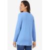 Woman Within Plus Size Embroidered Thermal Henley Tee(French Blue Vine Embroidery)