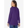 Woman Within Plus Size Embroidered Thermal Henley Tee(Radiant Purple Vine Embroidery)