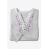Woman Within Plus Size Embroidered Thermal Henley Tee(Waterfall Vine Embroidery)