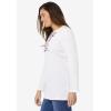 Woman Within Plus Size Embroidered Thermal Henley Tee(White Vine Embroidery)