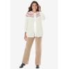 Woman Within Plus Size Fair Isle Cardigan(Heather Grey Fair Isle Stripe)