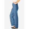 Woman Within Plus Size Fineline Stretch Denim Wide-Leg Pull-On Jeans(Light Stonewash)