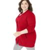 Woman Within Plus Size Fleece Baseball Jacket Long Oversized Fleece Coat(Classic Red)