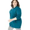 Woman Within Plus Size Fleece Baseball Jacket Long Oversized Fleece Coat(Deep Teal)