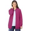 Woman Within Plus Size Fleece Baseball Jacket Long Oversized Fleece Coat(Heather Charcoal)