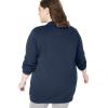 Woman Within Plus Size Fleece Baseball Jacket Long Oversized Fleece Coat(Navy)