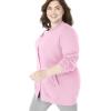 Woman Within Plus Size Fleece Baseball Jacket Long Oversized Fleece Coat(Pink)