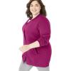 Woman Within Plus Size Fleece Baseball Jacket Long Oversized Fleece Coat(Raspberry)