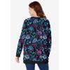Woman Within Plus Size Fleece Sweatshirt(Black Multi Batik)