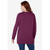 Woman Within Plus Size Fleece Sweatshirt(Deep Claret Floral Embroidery)