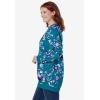 Woman Within Plus Size Fleece Sweatshirt(Deep Teal Romantic Floral)
