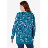 Woman Within Plus Size Fleece Sweatshirt(Deep Teal Romantic Floral)