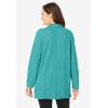 Woman Within Plus Size French Terry Quarter-Zip Sweatshirt(Aquamarine Marled)