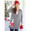 Woman Within Plus Size Holiday Cardigan(Black Red Birds)