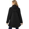 Woman Within Plus Size Hooded A-Line Fleece Coat(Black)