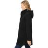Woman Within Plus Size Hooded A-Line Fleece Coat(Black)
