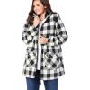 Woman Within Plus Size Hooded Fleece Coat(Black Buffalo Plaid)