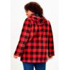 Woman Within Plus Size Hooded Fleece Coat(Classic Red Buffalo Plaid)