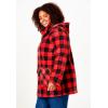 Woman Within Plus Size Hooded Fleece Coat(Classic Red Buffalo Plaid)