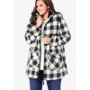 Woman Within Plus Size Hooded Fleece Coat(Emerald Green Buffalo Plaid)