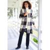 Woman Within Plus Size Jacquard Open Front Duster Sweater(Classic Red Buffalo Plaid)